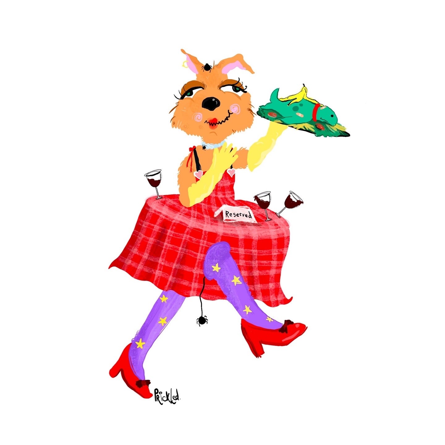 Artistic graphic t-shirt with digital illustration design | Prickled Pears